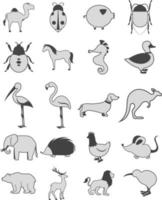 Animal kingdom, illustration, vector on white background set