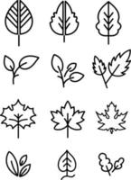 Minimal white leaves, illustration, vector on white background set