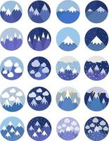 Weather in the mountains icon set vector