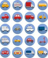 Different kinds of transport, illustration, vector on white background icon set