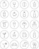 Summer drinks and sweets icon, illustration, vector on white background set