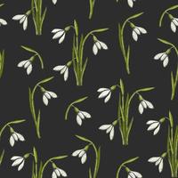 Spring seamless pattern with hand drawn snowdrops. Pattern can be used for wallpaper, web page background, surface textures. vector