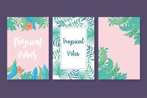 Natural and tropical vibes background set vector