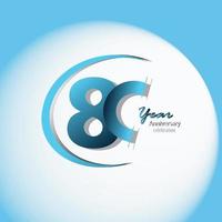 80 años aniversario logo vector plantilla diseño ilustración azul y blanco