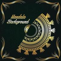 Luxury islamic golden mandala on green background vector