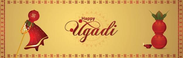 ugadi padwa creative banner or header vector