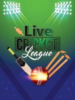 Creative cricket template with equipment and lights vector