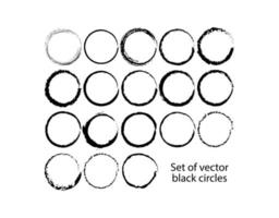 Set of vector black circles. Black spots on white background isolated. Spots for grunge design