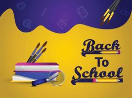 Back to school background and school supplies vector