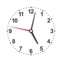 cara de reloj con sombra sobre fondo blanco. manecillas del reloj. vector