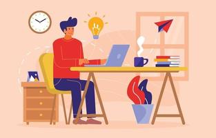 Man Working at Home vector