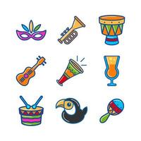 Rio Carnival Set of Icons vector