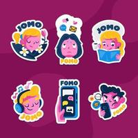 Fomo vs Jomo Stickers Set vector