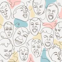 Funny Faces Minimalist Line Art vector