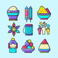 Colorful Happy Holi Icon Set vector