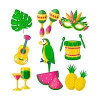 colección de iconos de carnaval de río en diseño plano vector