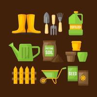 Gardening Icon Collection in Flat Design vector