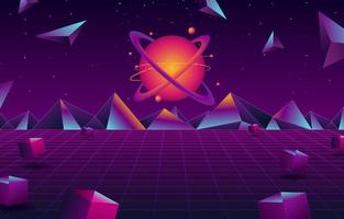 Retro Futurism Planet Background vector