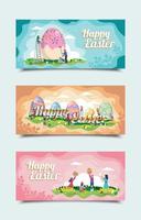 Happy Easter Day Festival Banner Templates vector