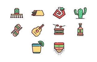 colección minimalista de iconos del cinco de mayo vector