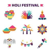 colección de iconos del festival holi vector