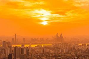 View of Seoul city, South Korea, at sunset photo