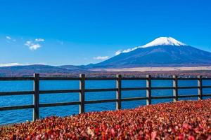 Beautiful view of Mt. Fuji from Lake Yamanakako, Japan photo