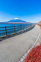 Beautiful view of Mt. Fuji from Lake Yamanakako, Japan photo