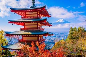 Beautiful landscape of Mt. Fuji with Chureito Pagoda, Japan photo