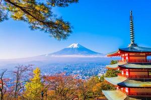 Beautiful landscape of Mt. Fuji with Chureito Pagoda, Japan photo