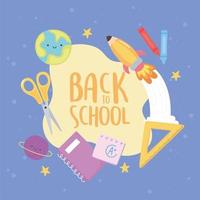 Back to school banner with education icons vector