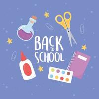 back to school banner with education icons vector