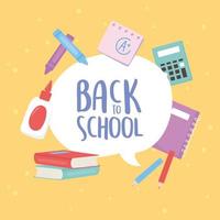 back to school banner with education icons vector