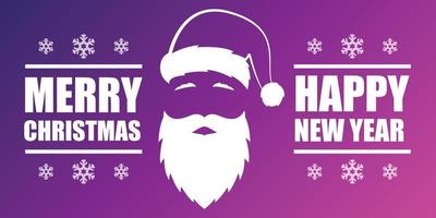 Merry Christmas and Happy New Year banner card design with Santa Claus. vector