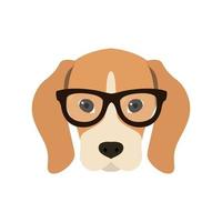 beagle con gafas. Ilustración de vector de perro lindo.