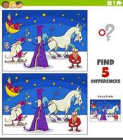differences educational game with fantasy characters vector