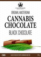 White package design with cannabis chocolate bar and marijuana leafs in 3D style. White cover design for cannabis products in minimalistic style vector