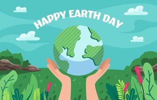 Flat Happy Earth Day vector