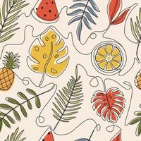 Tropical Summer Pattern One Line Art Background vector