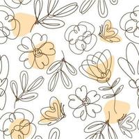 One Line Art Floral Seamless Background vector