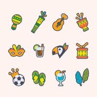 Set of Rio Festival Cartoon Icon vector