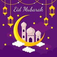 eid mubarak en estilo de diseño plano vector