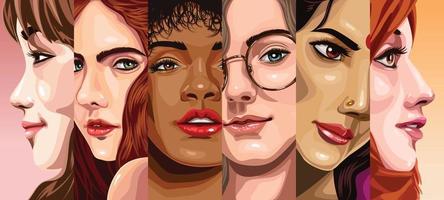 Diversity Of Woman All Around The World vector