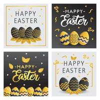 tarjeta de feliz pascua con color dorado y negro vector