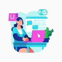 Women Shopping Online With Her Laptop Concept vector