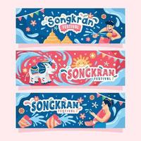 Cute Songkran Festival Banner vector