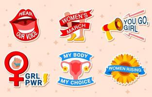 Sticker Set Of Women Rights Movement vector