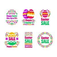 colección colorida de venta de etiquetas de huevos de pascua vector
