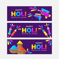 Holi Banner Collection in Flat Design Style vector