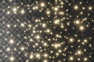 The dust sparks and golden stars shine with special light. Vector sparkles background. Christmas light effect. Sparkling magical dust particles.